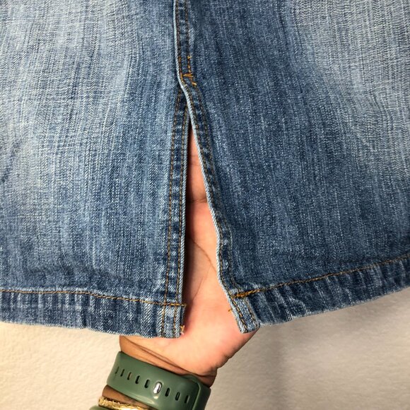 B Jeans Vtg Midi Denim Skirt Women's 4 Cowgirl Western Rodeo Rivets 100% Cotton - Picture 5 of 12